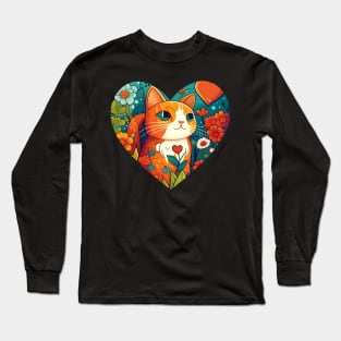 You're The Cat Orange Of My Heart - Cat Flower Long Sleeve T-Shirt